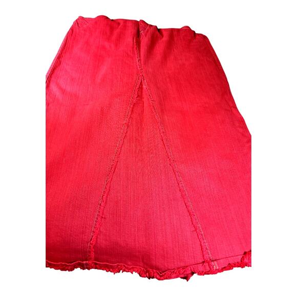 Vintage MUDD Women's Split Seam Frayed Denim Maxi Jean Skirt Long Red XL - Picture 2 of 6
